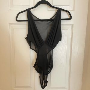 Fashion Nova black mesh bodysuit M